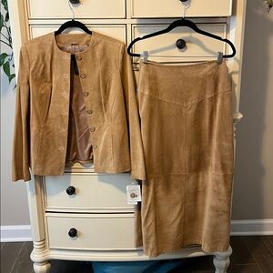 Tan Suede Women's Skirt  and jacket 100%leather